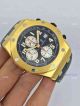 Copy Audemars Piguet Gold Watch Black Face Green Leather (2)_th.jpg